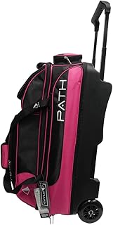 Pyramid Path Triple Premium Deluxe Roller with 5 Accessory Pockets Bowling Bag (Black/Hot Pink)