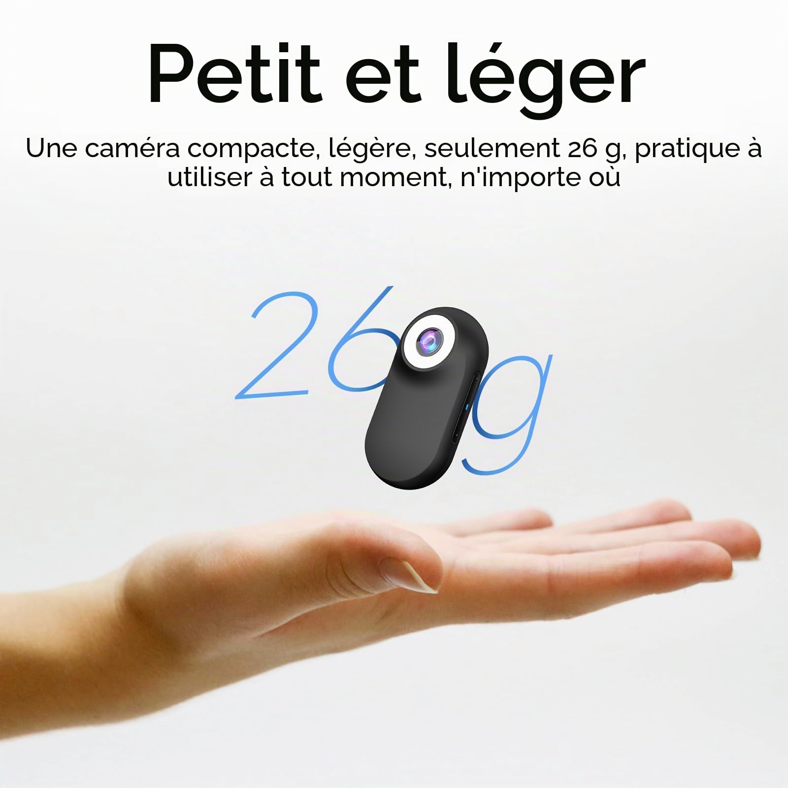 Xilecam Camera Portable Miniature Mini Caméra Sport Carte Mémoire 32 Go Camera Moto Caméra POV Magnétique Léger Multifonction Accessoires Mini Body Cam（Noir Brillant）