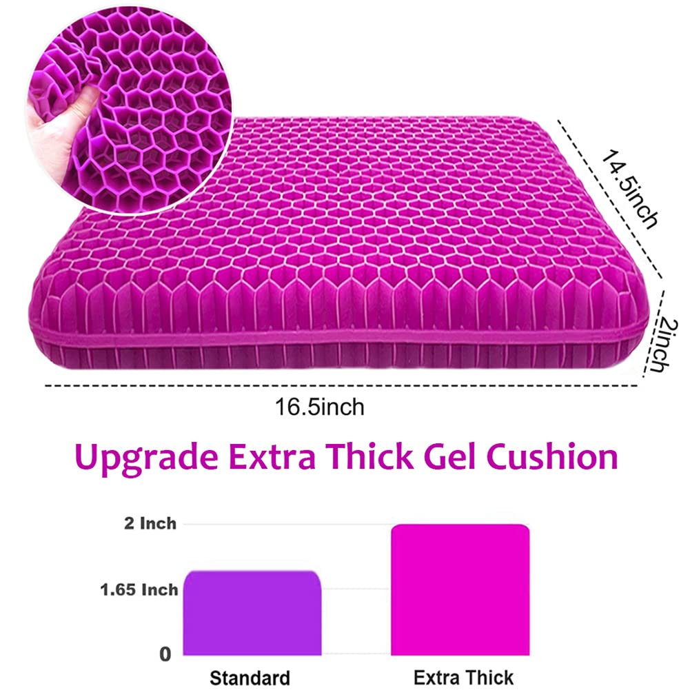 Gel Seat Cushion, Office Seat Cushion Chair Pads for Office Home Car Wheelchair Long Trips - Extra Thick Gel Cushion for Pressure Sores, Tailbone, Back, Sciatica Pain Relief (Extra Thick, Violet) - Image 2 thumbnail