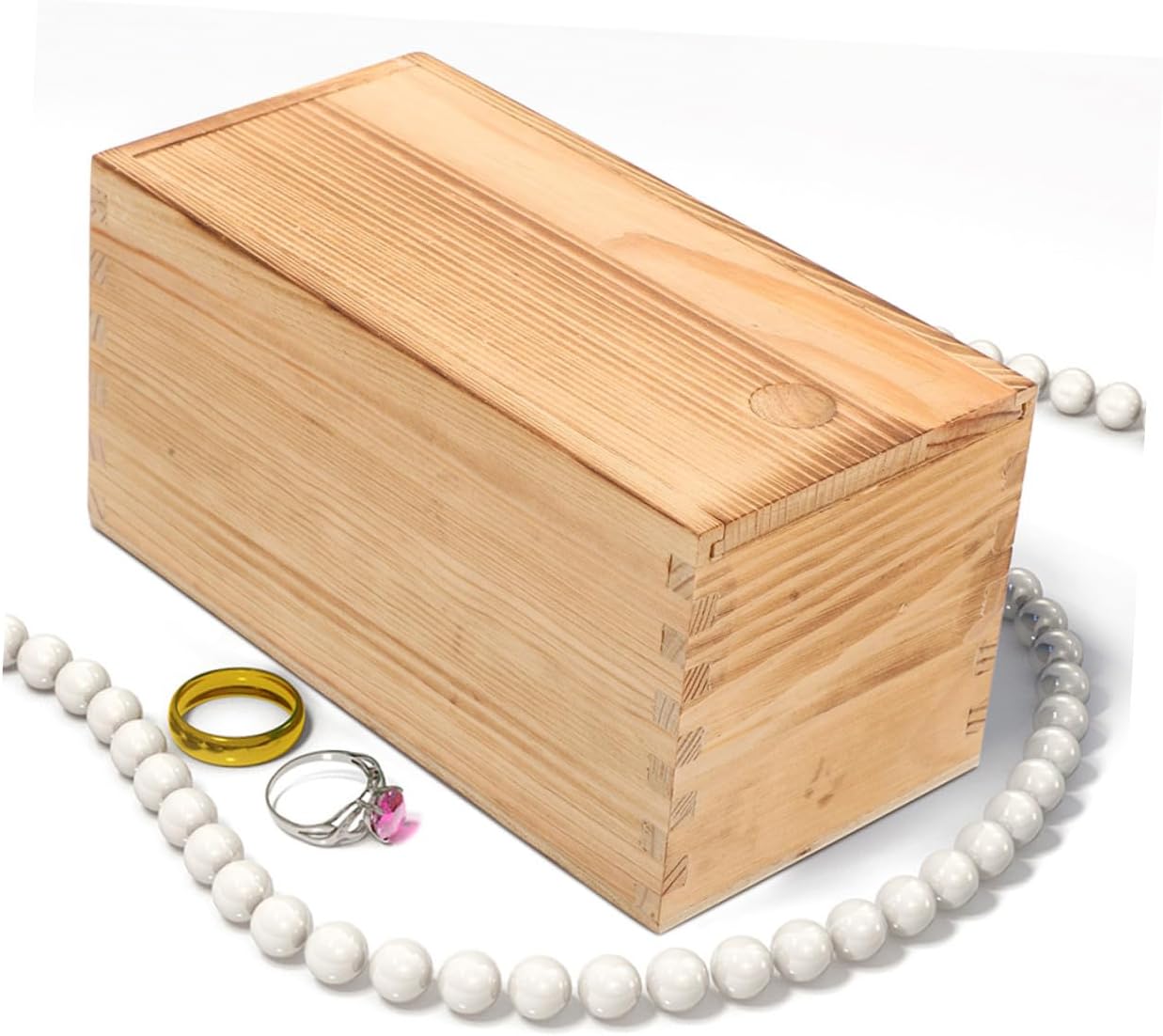 2pcs Wooden Jewelry Organizer Watch Box Jewelry Box for Girls Wooden Storage Sliding Lid