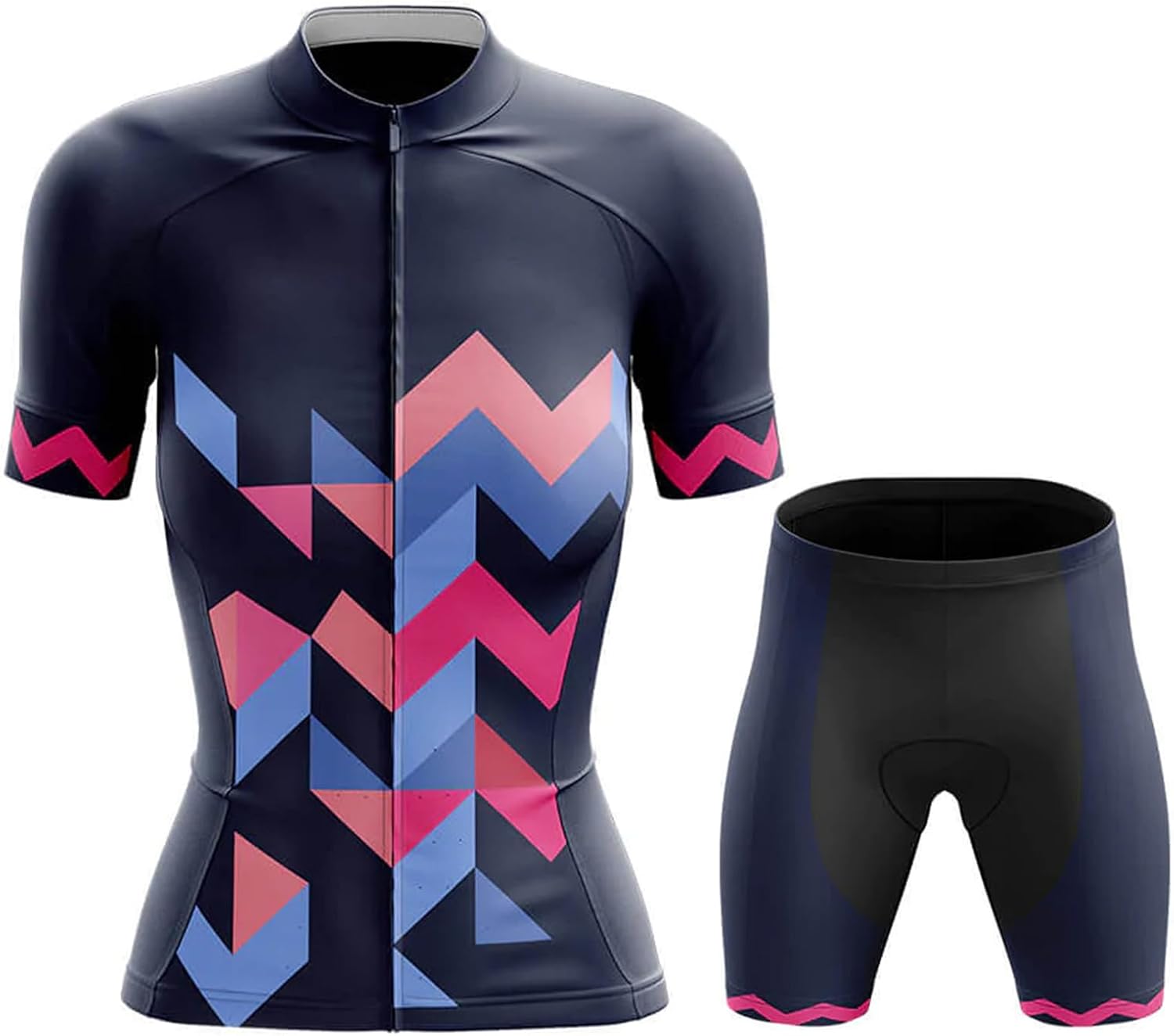 Tenue Cyclisme Femme été - Maillot Manches Courtes + Cuissard à Bretelles Gel 19D - Respirant, Séchage Rapide, Bandes Réfléchissantes