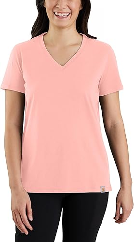 Carhartt Camiseta ligera de manga corta con cuello en V para mujer