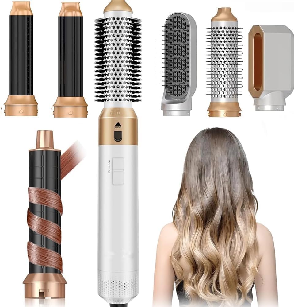 Hair Dryer Brush, 5 in 1 Multi Hair Styler,110,000 RPM High-Speed Negative Ionic Hair Dryer Fast Drying, Professional Blow Dryer Brush for Curling Volumizing Straightening Waves Styling, Salon Tools