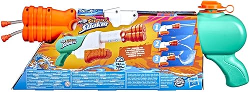 Miniatura 3 de SUPERSOAKER - Blaster de agua Nerf Super Soaker Hydro Frenzy , diversión sin límites 3 en 1, boquilla ajustable, 2 tubos de lanzamiento de agua,