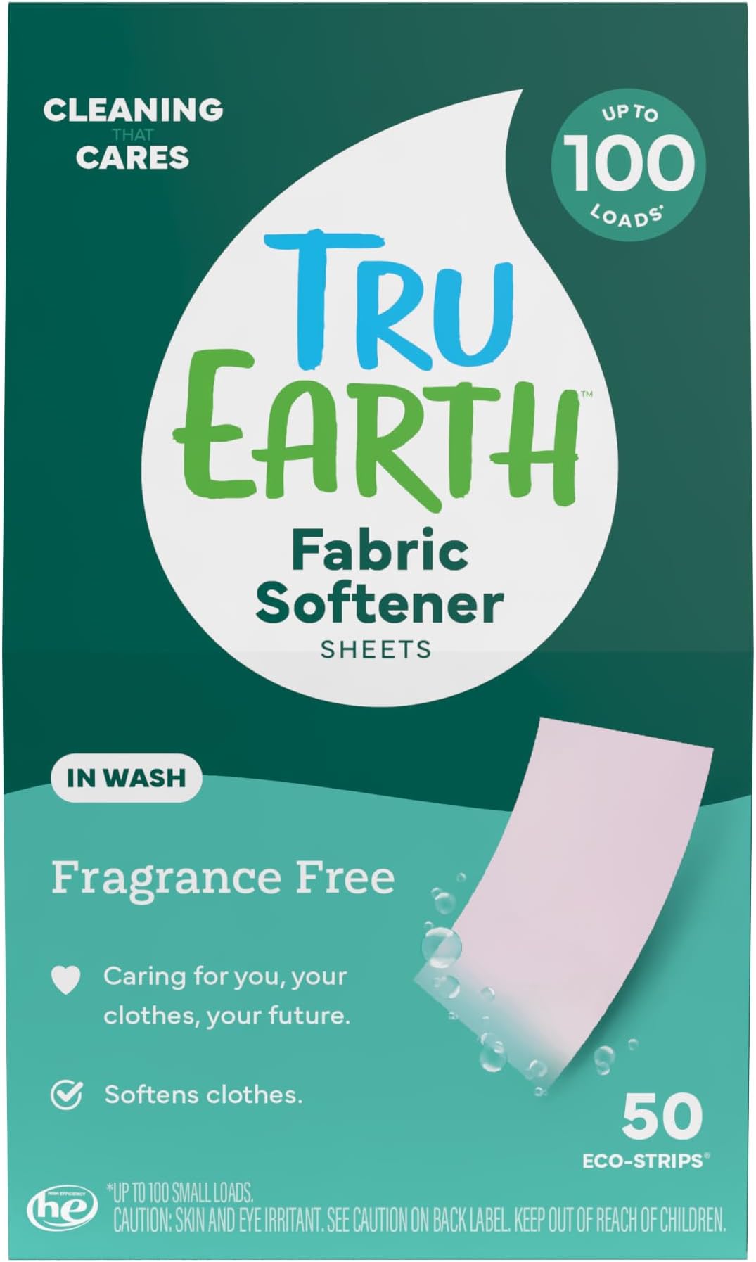 Tru EarthFabric Softener Sheets, Fragrance-Free, 50 Sheets