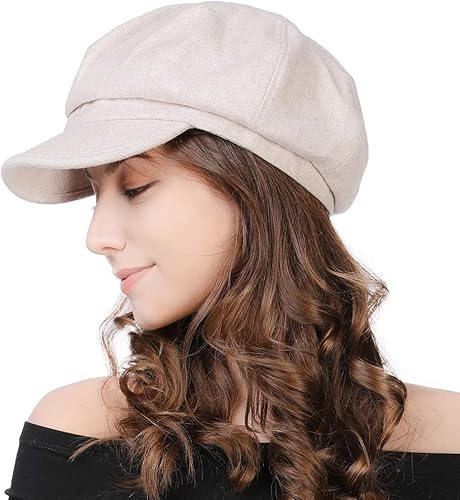 Miniatura 7 de Comhats - Gorra con visera de lana merino para mujer boina estilo newsboy cabbie