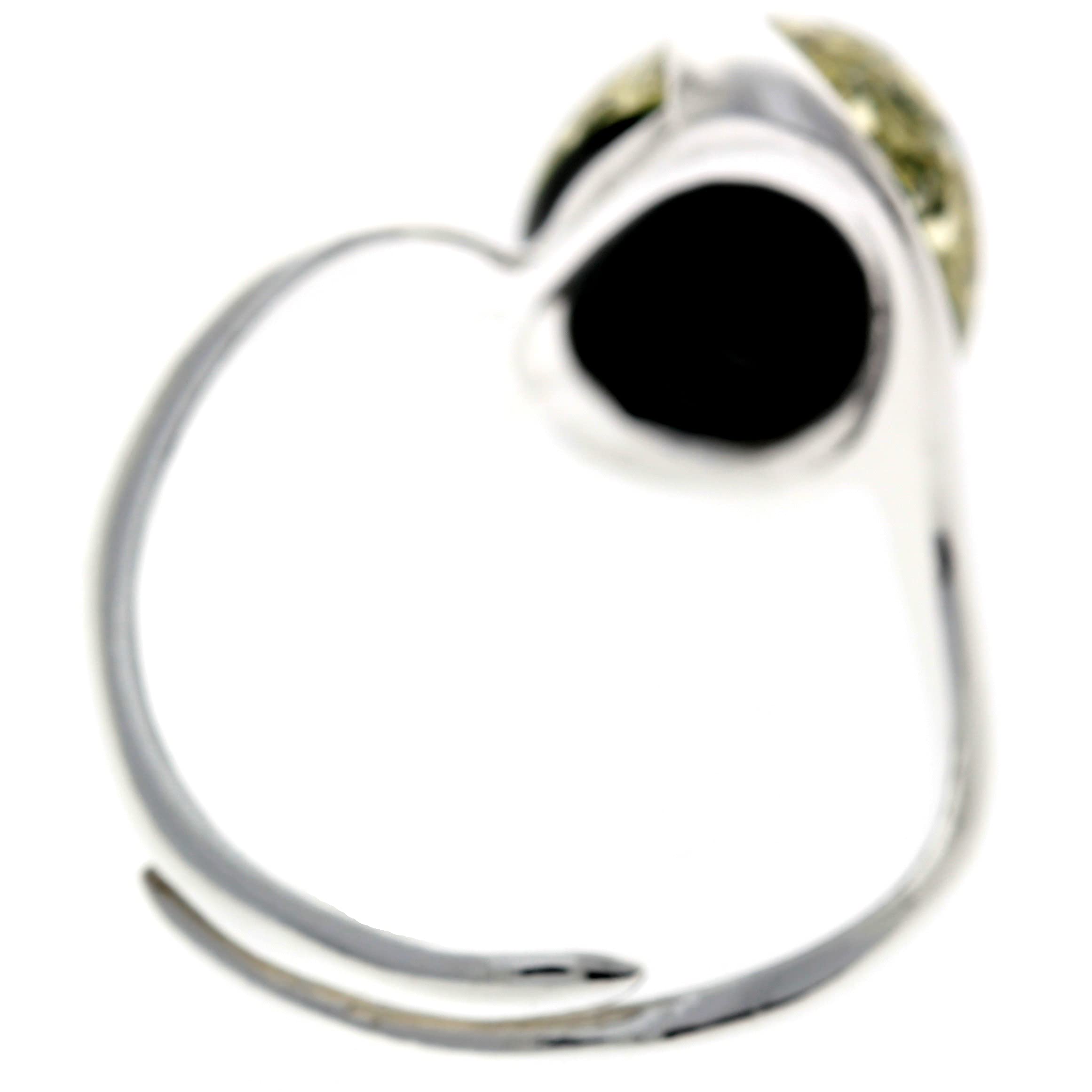 Anello regolabile in vera ambra baltica e argento Sterling 925, design moderno, GL477