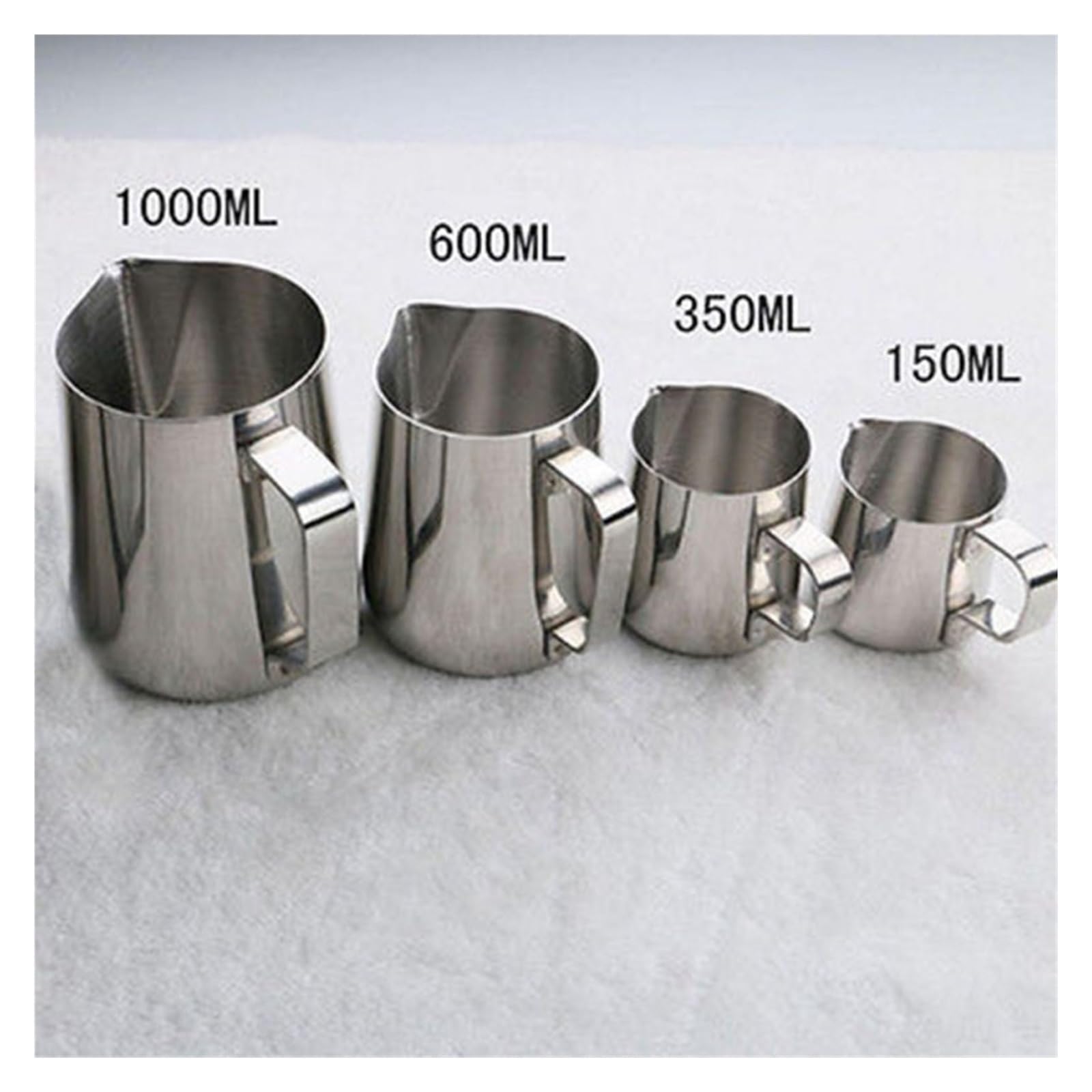150/350/600/1000 ml Milchaufschäumkrug Kaffeemilchaufschäumkrug Latte Art Milchaufschäumkrug Edelstahl Messkrug Milchkanne Kaffeezubehör(600ML)