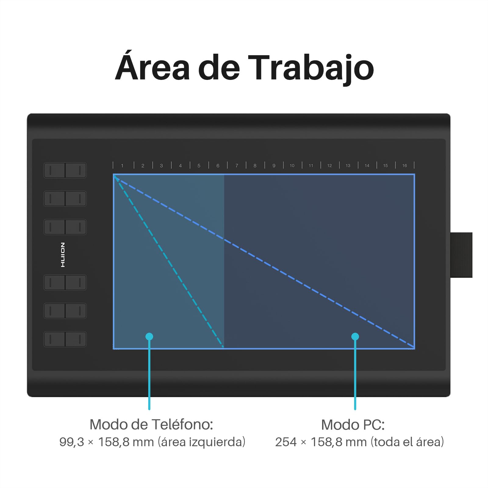 HUION Inspiroy H1060P Tableta Gráfica,12+16 Teclas de Acceso Rápido | 10x6.25 Pulgadas, Compatible con Mac, Win y Android, Lápiz sin Batería 8192 Niveles, Ideal para Lecciones y Trabajo Online