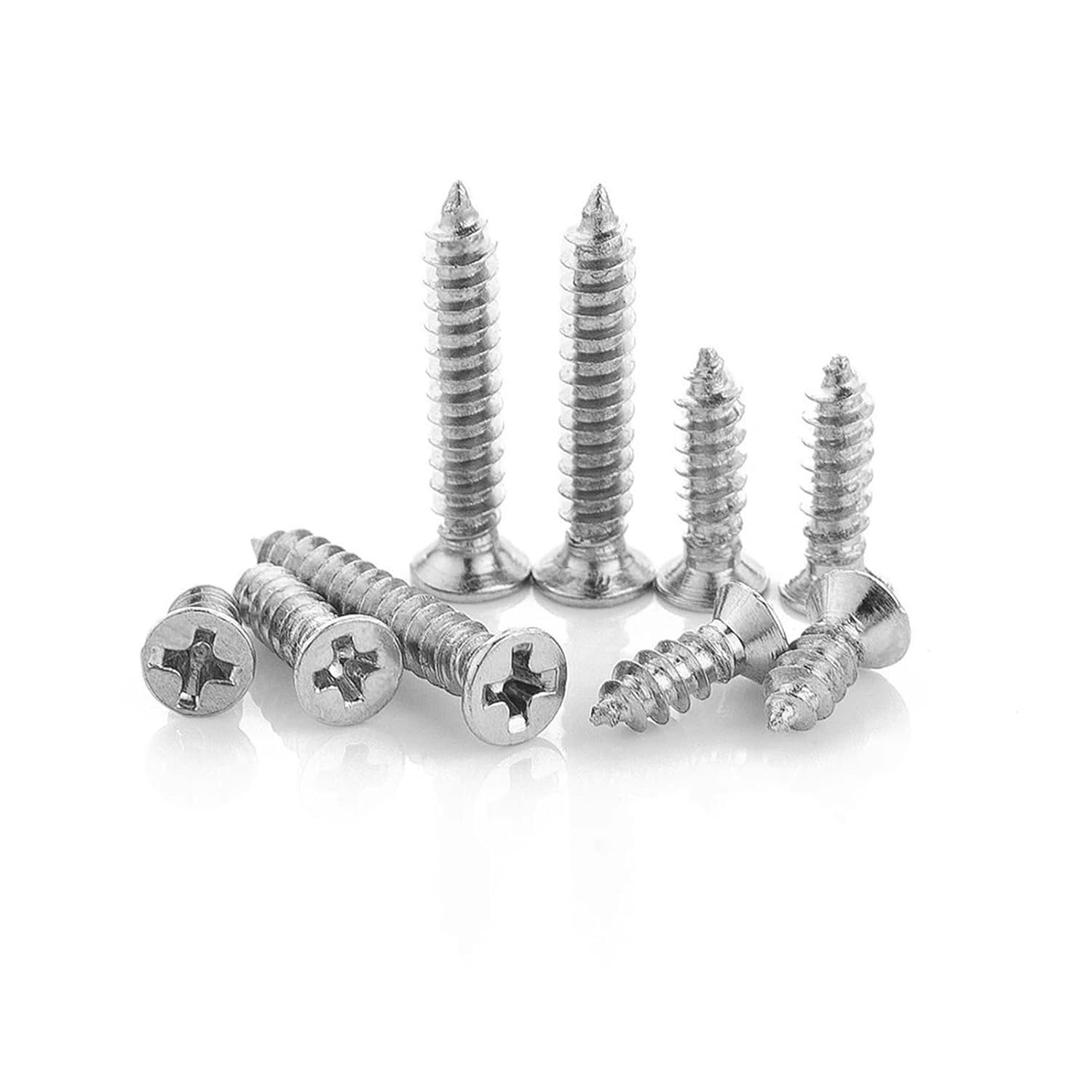 Tornillos autorroscantes de cabeza plana avellanados cruzados M3 .5 M4 M5 M6 M8 de acero inoxidable Phillips para muebles (75 mm x 50 unidades, M6.3)
