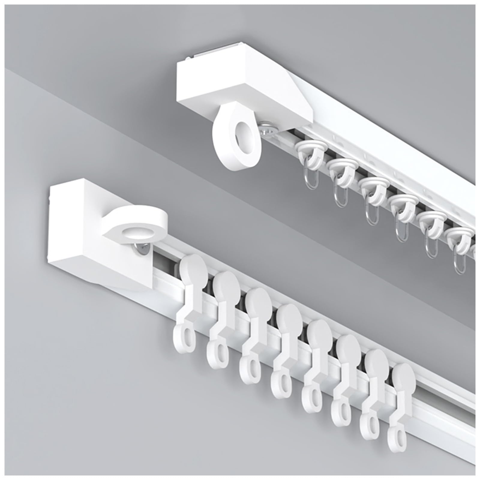 GLDYTVF Self-Adhesive Curtain Track for Ceiling or Wall No Drilling Required Sliding Curtain Rod as Room Divider for Bedroom & Bathroom 120cm (3.9ft) Adjustable Length