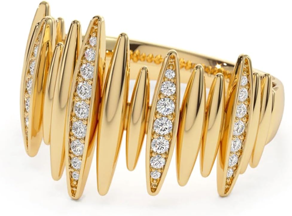 10k 14k 18k Solid Gold Statement Rings for Women Customized Gold Cocktail Ring Moissanite Stackable Rings for Women Jewelry Gifts for Her