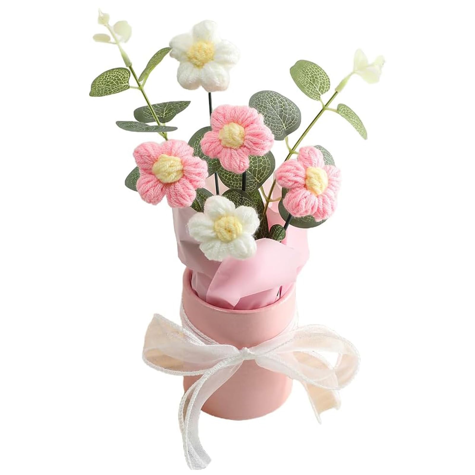 BAGUBDR Crochet Flowers,Crochet Flower Bouquet,Knitted Flowers,Flower Arrangements Suitable for Festivals, Birthdays, Weddings, Graduation Ceremonies, Home and Office Decorations