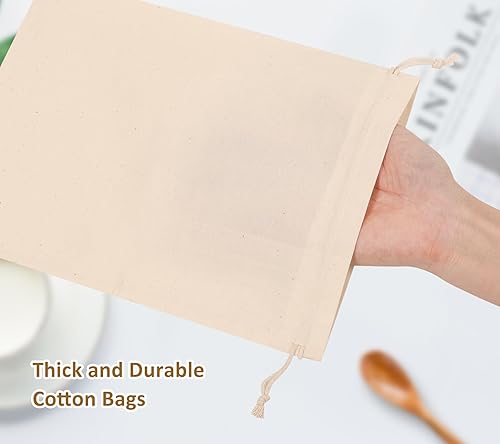 Miniatura 3 de Hopttreely 20 bolsas de algodón reutilizables, bolsas de muselina de 4 x 6 pulgadas con cordones para compras y almacenamiento, bolsas de algodón