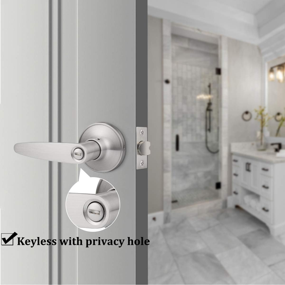 Hottest Sales 10 Pack Privacy Levers Bedroom Bathroom Door Locks Handles Satin Nikcel Finished,Thumb-Turn Locking Inside,Round Rosette 65mm,for Universal Doors Best Promo 10 Pack Privacy Levers Bedroom Bathroom Door Locks Handles Satin Nikcel Finished,Thumb-Turn Locking Inside,Round Rosette 65mm,for Universal Doors