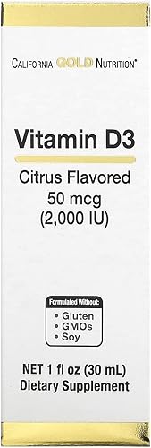 California Gold Nutrition Vitamina D3, Cítricos, 2,000 UI, 1 fl oz (1.0 fl oz)