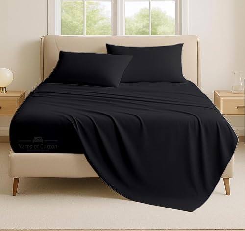 Juego de sábanas de 600 hilos 100 % algodón egipcio de fibra larga, suave peinado, juego de sábanas de 4 piezas, tejido de satén suave y suave, ropa