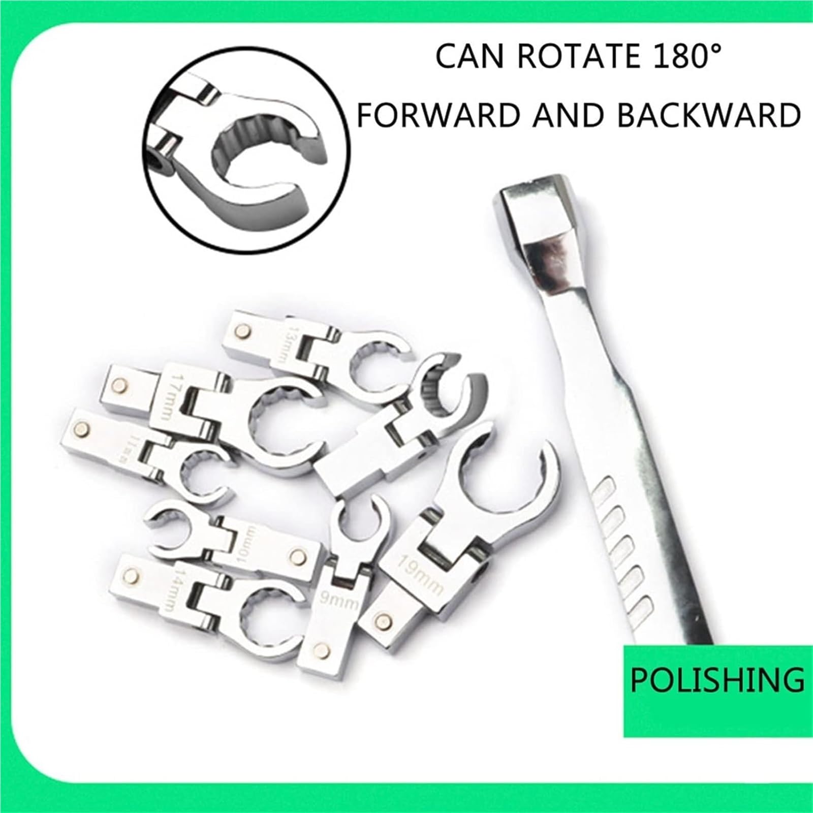 Llave ajustable, llave for fontaneros, llave ajustable: llave de trinquete portátil, cabezal agitador, juego combinado intercambiable, llave flexible extraíble giratoria de 180 °, llave de cambio prof