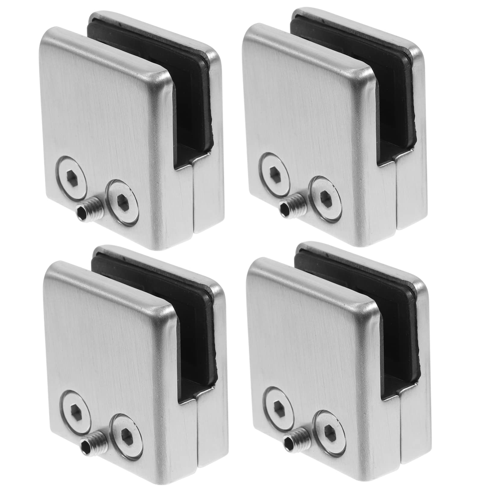 Generic 4pcs Railing Glass Clamp Handrail Brackets Adjustable Shelf Wall Mounted Shelves Stainless Steel Shelf Wall Mounted Rectangular Glass Shelf Holder Frameless Shelf Clip Rubber