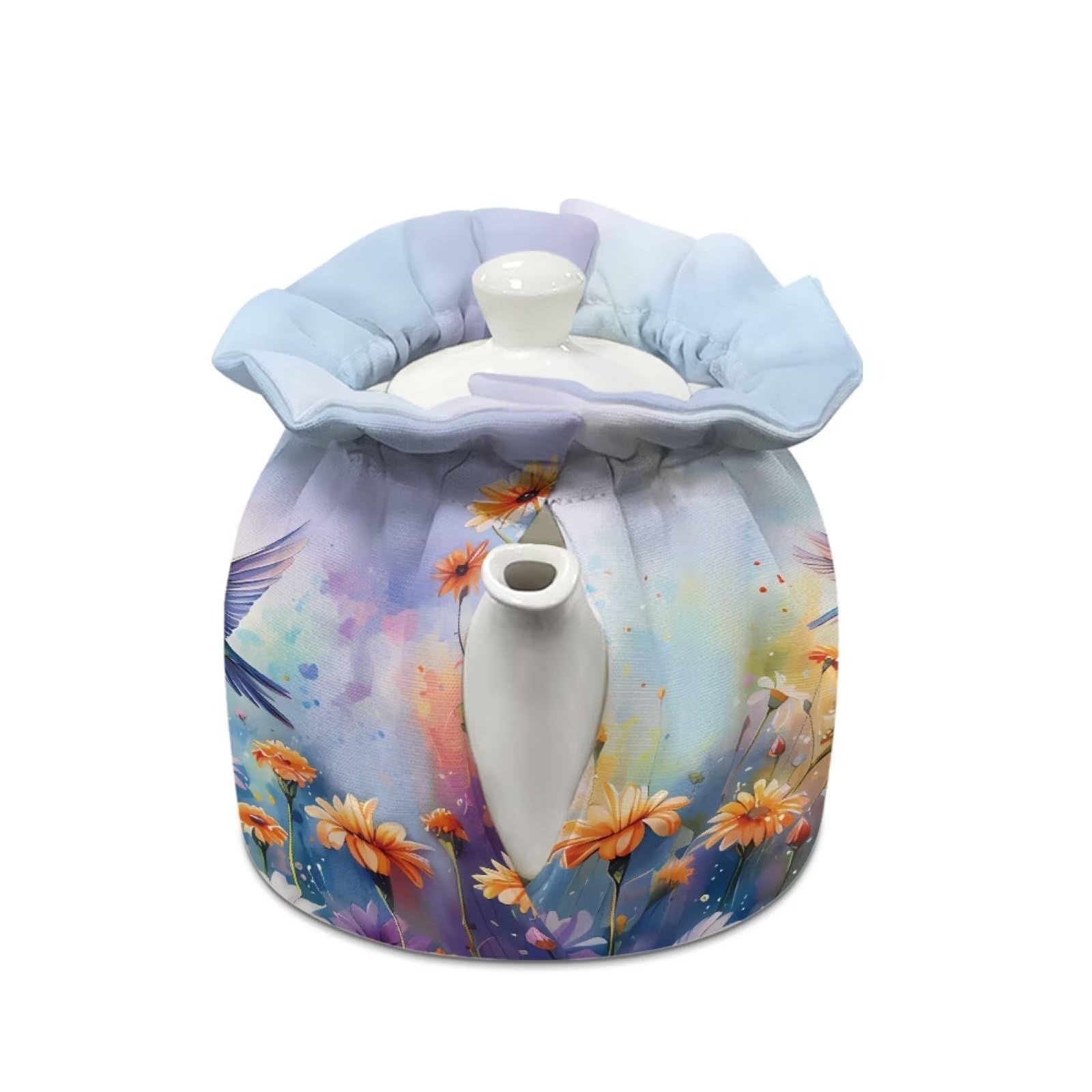 LedBack Floral Hummingbird Tea Cosy Kitchen Home Decorative Tea Pots Cozy with Insulation Pad Keep Breakfast Warmer Insulated Teapot Cover Keep Teapot Warm