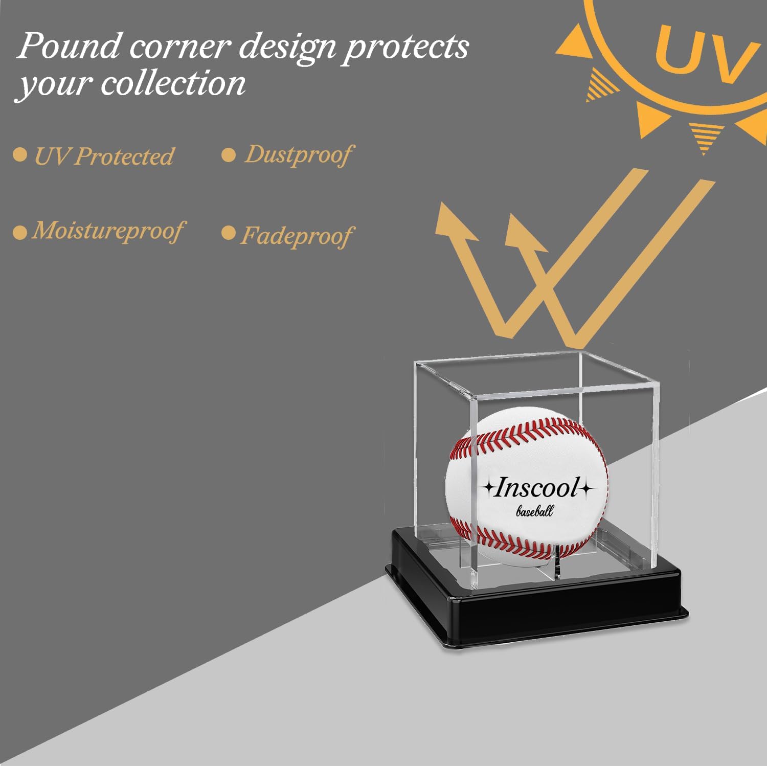 Acrylic Display Case , UV Protected Baseball Display Case Baseball Holder Acrylic Cube Clear Box Memorabilia Display Cases ,Autograph Display Cases&Storage Baseball Display Case (High Class) - Image 2