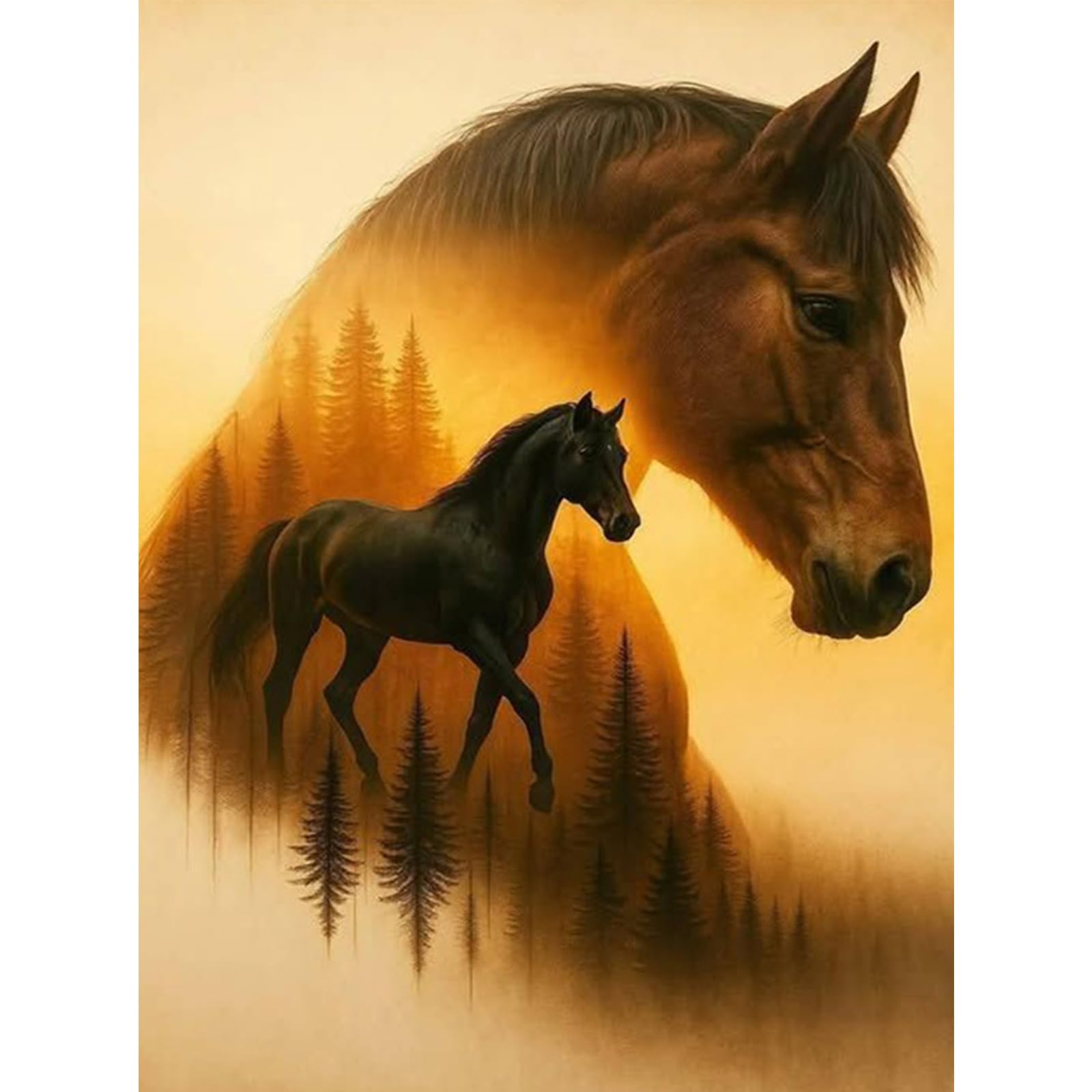 RICUVED Horse Diamond Painting, 5D Animals Diamond Art Painting Kits for Adults Round Full Drill Diamond Painting Picture Crystal Art Kits for Home Decor 30x40cm — image 1