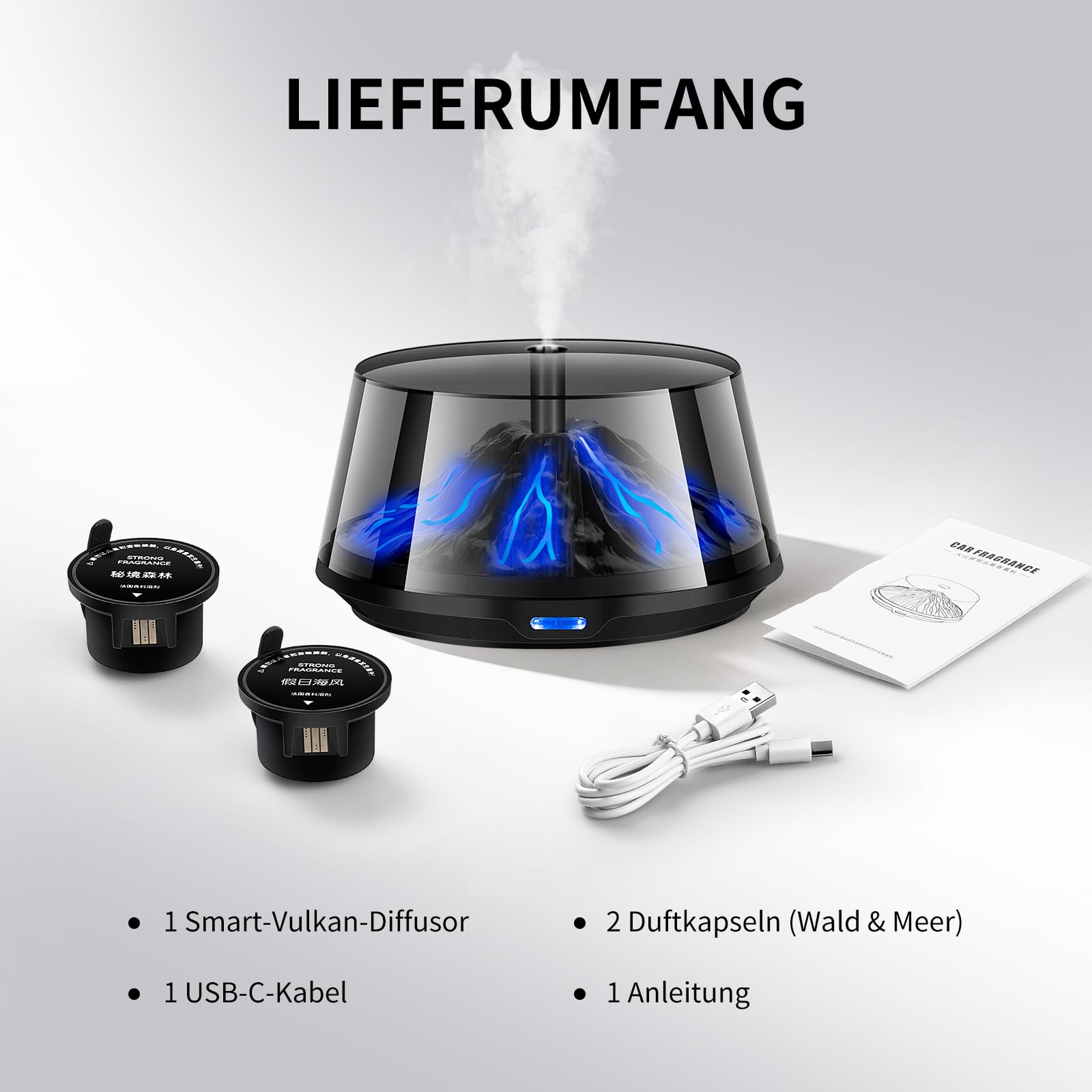 Kwak's Automatischer Auto-Duftzerstäuber, LED Diffusor mit 2 Nachfüllungen