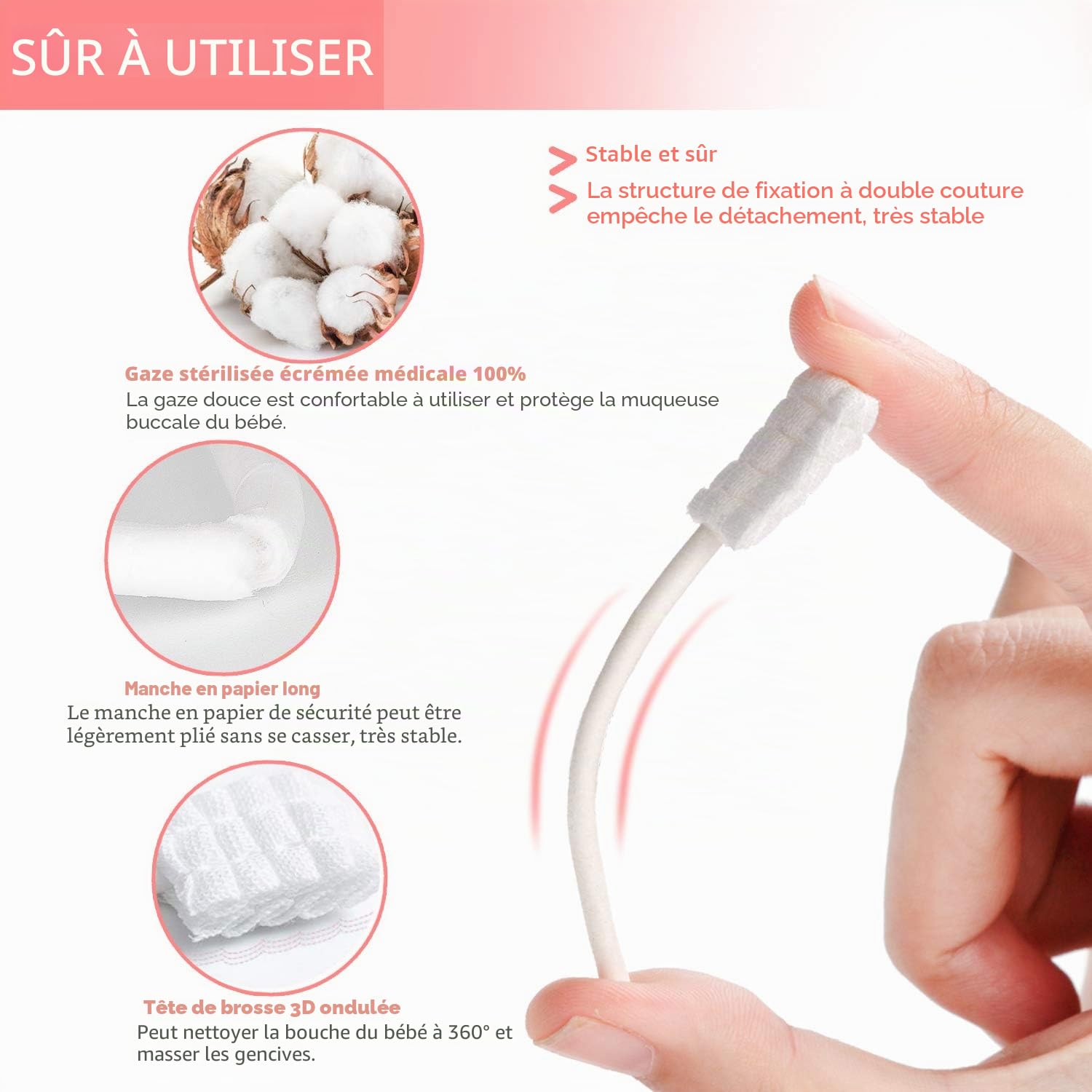 EASICUTI Lot de 42 brosses à dents jetables pour bébé de 0 à 36 mois + brosse à dents à 1 doigt