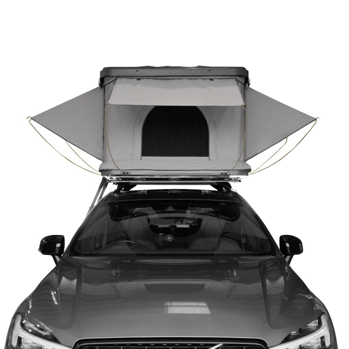 Tenda da Tetto per Auto 2-3 Posti con Apertura Idraulica Assistita, Tessuto Impermeabile 3000mm, Materasso 5,5cm, Scala Telescopica e Torcia Solare Inclusa