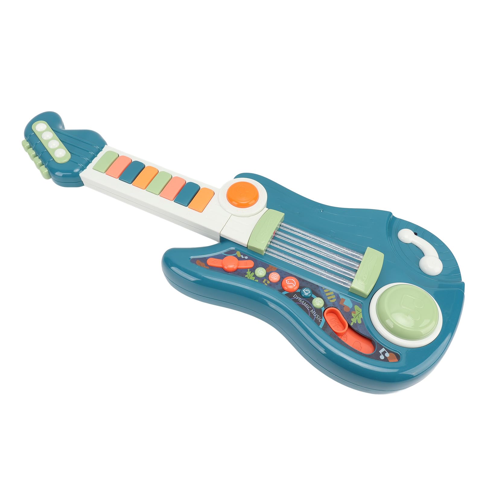 Alomejor Giocattolo per Chitarra Elettronica per Bambini, Giocattolo per Pieghevole con Motivo di Animali dei Cartoni Animati, Design Dai Colori Vivaci per L'illuminazione e la (BLUE)