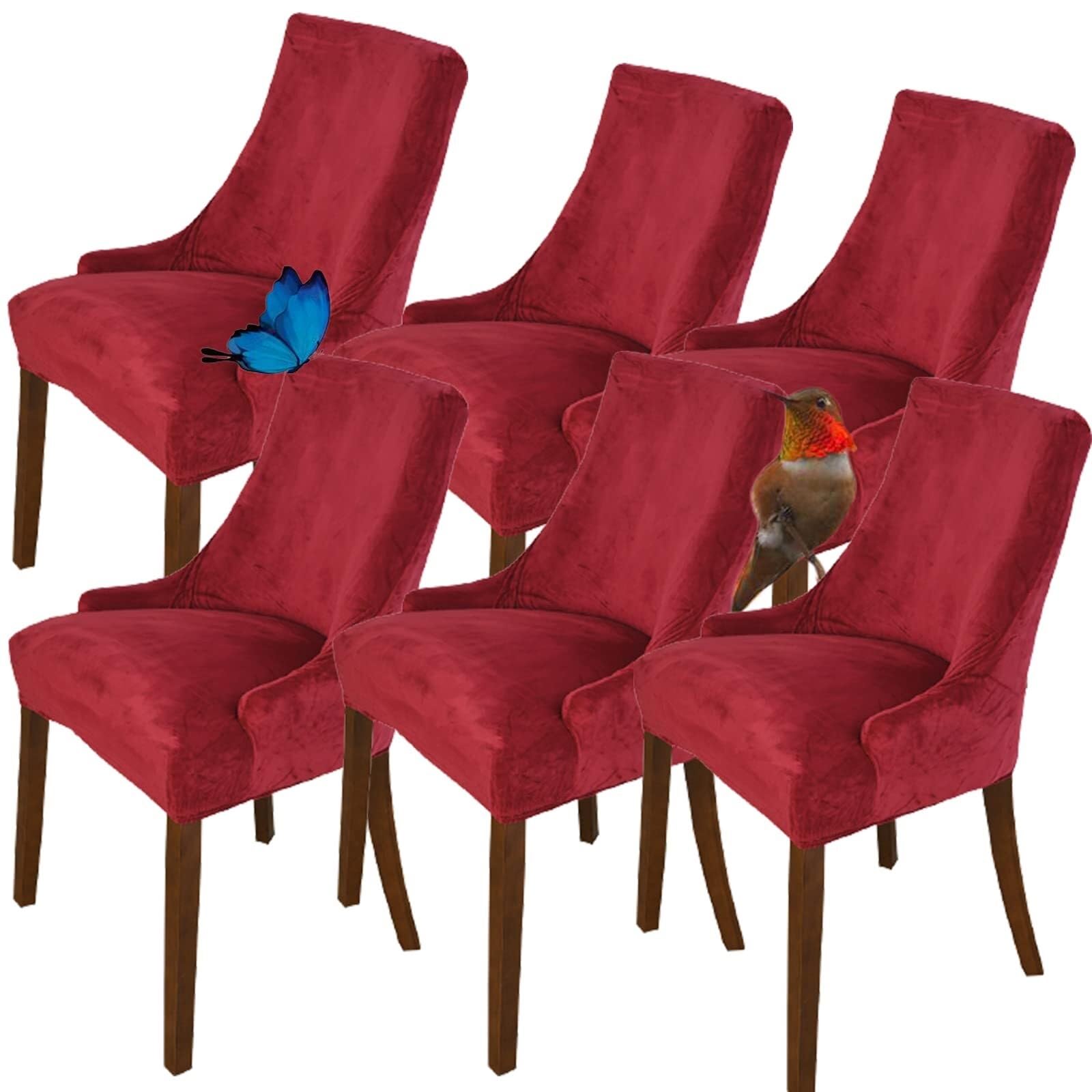NMVAWIPT Velvet Wingback Chair Covers Stretch Slipcovers For Dining Room Banquet Decor Fits Most Standard Armchairs Accent Chairs(30#,6pcs)