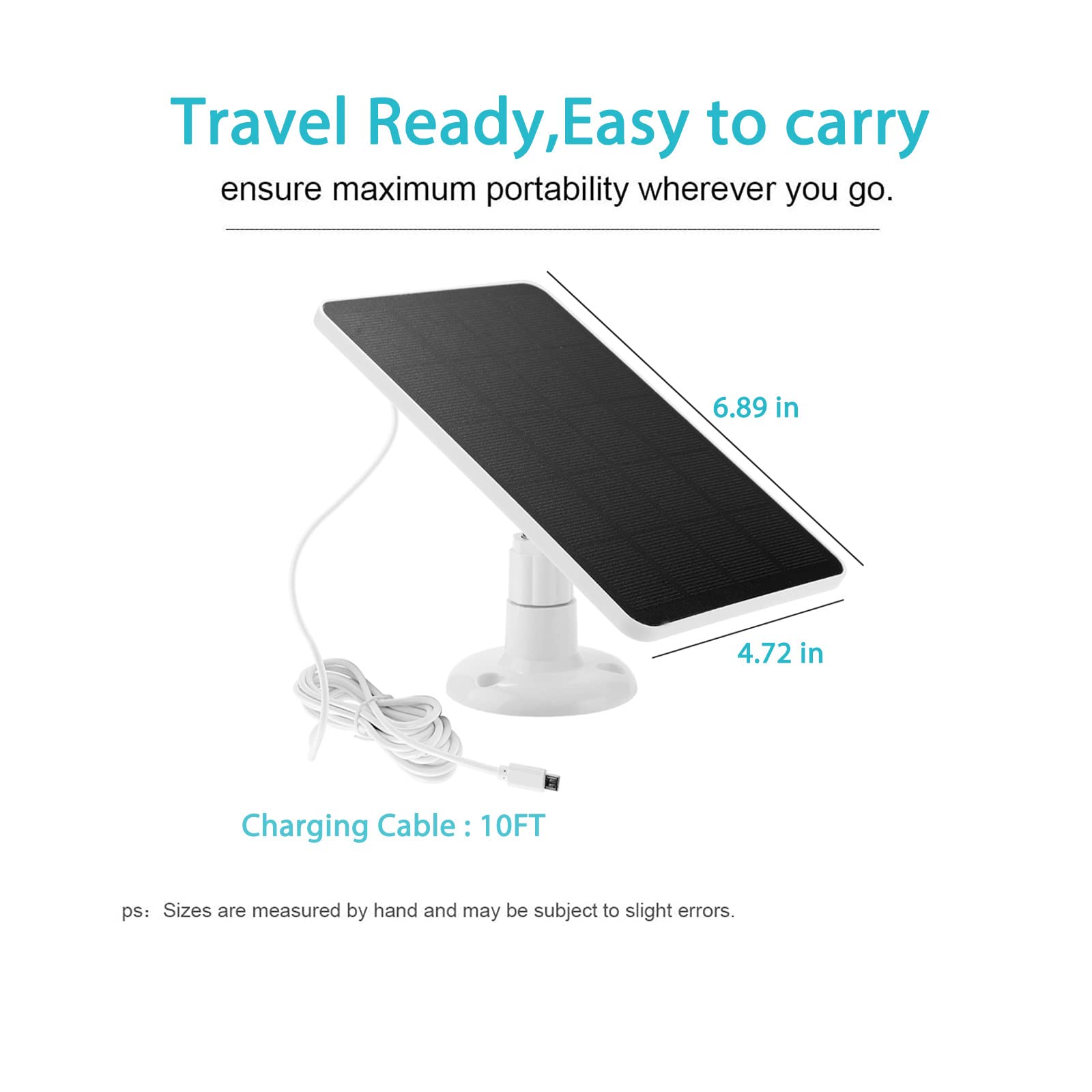 Solar Panel Camera Charger Fit for Arlo Pro,Arlo Pro 2, Arlo Essential Spotlight/XL Spotlight Camera, Ring Spotlight Cam Plus/Spotlight Pro 5V 4W Fast Charging Micro USB & Type-C Port with 10FT Cable