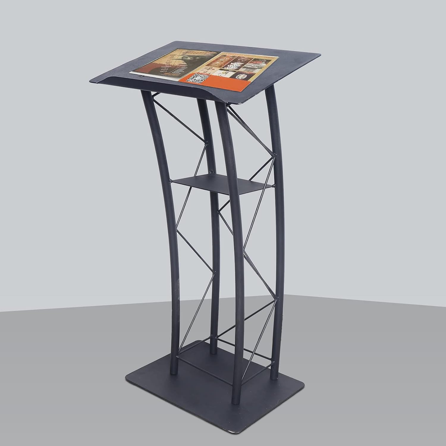 Lectures Podiums Black Podium Metal Pulpit Curved Churches