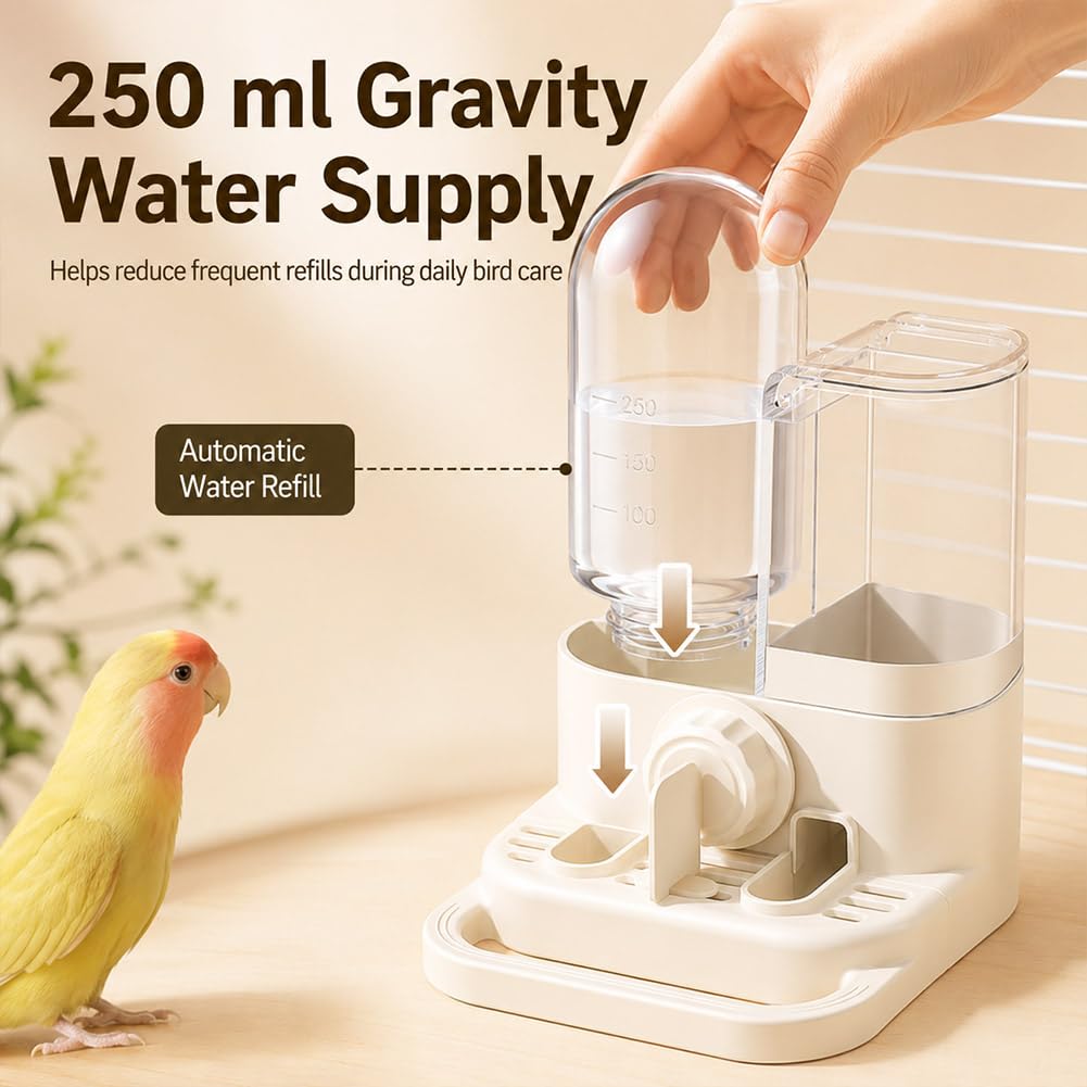 2-in-1 Automatischer Vogelfutter- und Wasserspender | Kompakte Zwei In Eins Futterstation Mit Getrenntem Wasser Und Futterbereich Für Eine Saubere Tägliche Vogelpflege