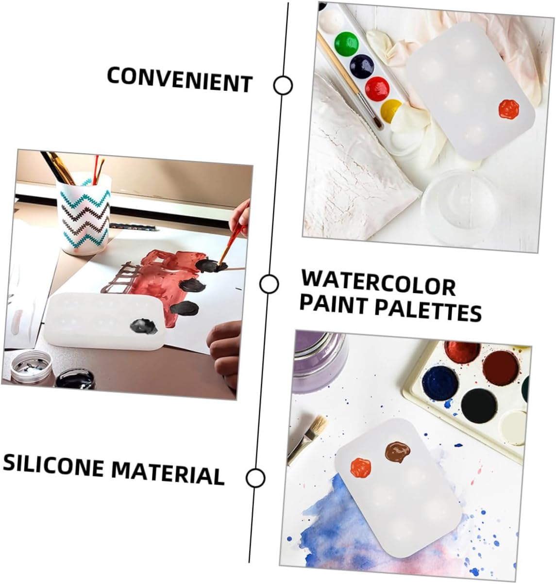 Silicone Painting Palette Tray 6-Color Mixing Tray for Artists Easy Clean Watercolor Acrylic Paint Container Reusable Art Supplies for Boys and Girls Adults