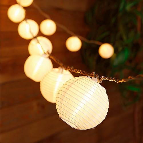 Guirnalda de luces de linterna, luces decorativas enchufables y conectables, para decoración de ambiente interior y exterior, linterna de papel