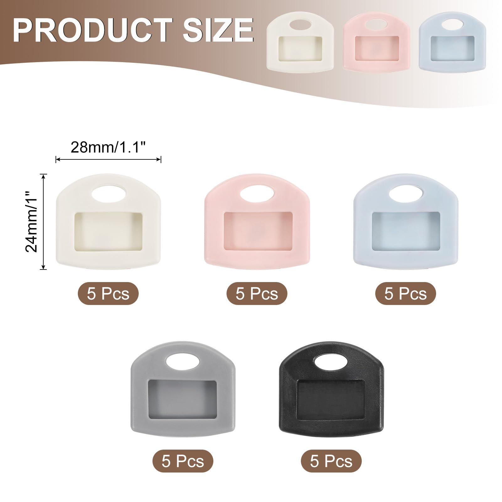 PATIKIL Set di Coperture per Chiavi, 25 Pz 1 Pollice Etichette e Protettori per Teste di Chiavi Coperture per Chiavi con Etichette Accessori per Chiavi, 5 Colori