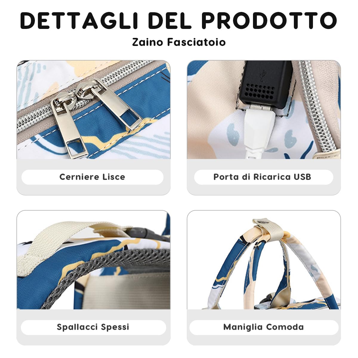 SONARIN Versatile Moda Zaino Fasciatoio,Grande Capacità Impermeabile Borsa per Pannolini Zaino Mamma Borsa Fasciatoio da Viaggio Portatile con 3 Tasche Termiche & Porta USB(Blu)