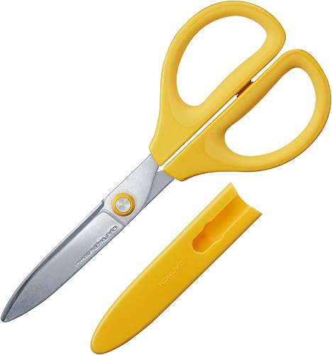 Kokuyo Saxa Glueless Scissors, White, 3D Blade, Symmetrical Handle for Both Right-hand and Left-hand, with Safety Cap, Japan Import (HASA-P280W)