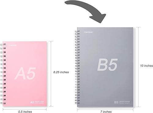 Miniatura 4 de TWONE Cuaderno de matemáticas, libro de papel cuadriculado encuadernado en espiral con 80 hojas160 papel cuadriculado, 5.5 x 8.25 pulgadas (paquete