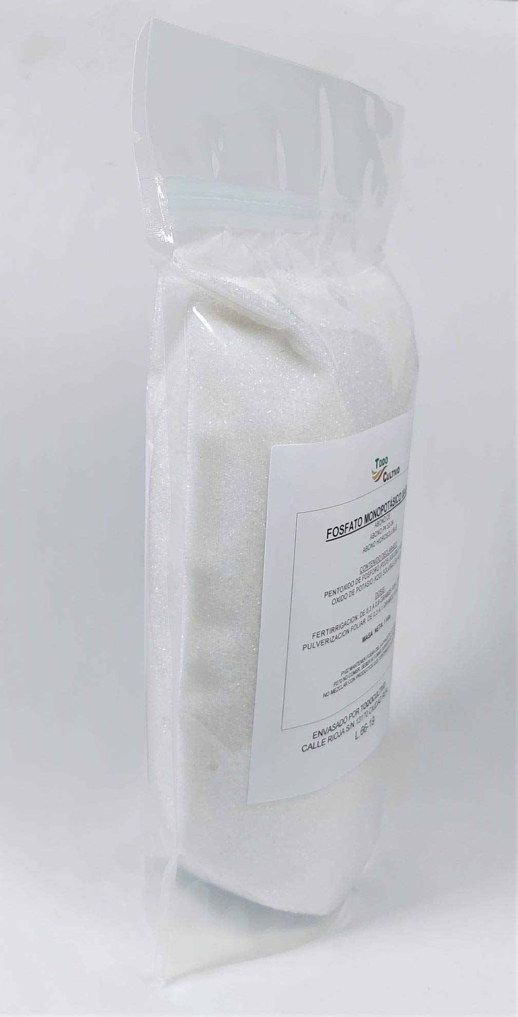 monopotásico 00-52-34 (MKP) KH₂PO₄ Hidrosoluble cristalino y foliar 1 Kilo monopotasio Utilizado para cuajado y la maduración de los Frutos de arboles y arbustos.