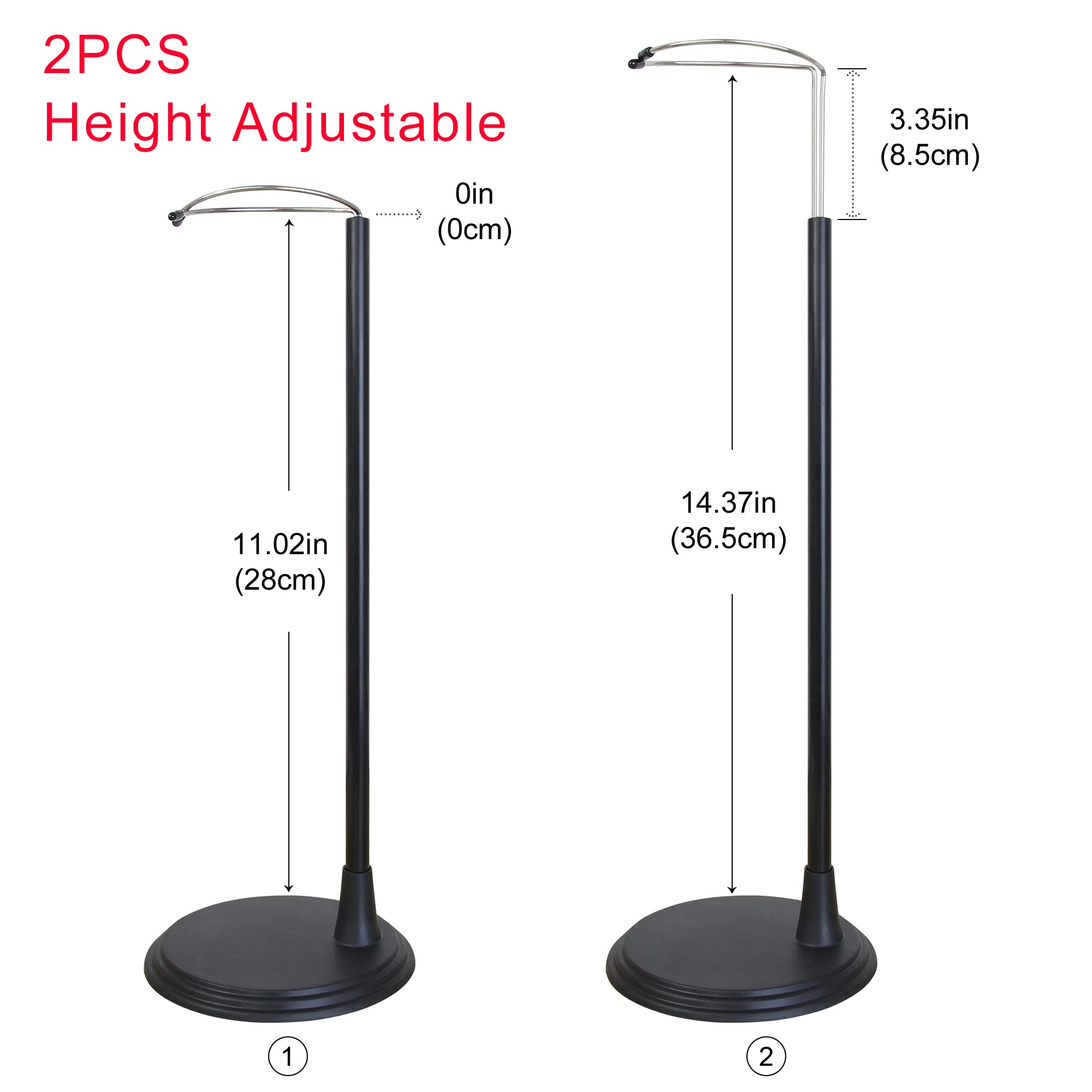 ZITA Element 2 PCS Adjustable Doll Stand Fit for 14-18 Inch American's Girl Doll -Black Color Doll Holder