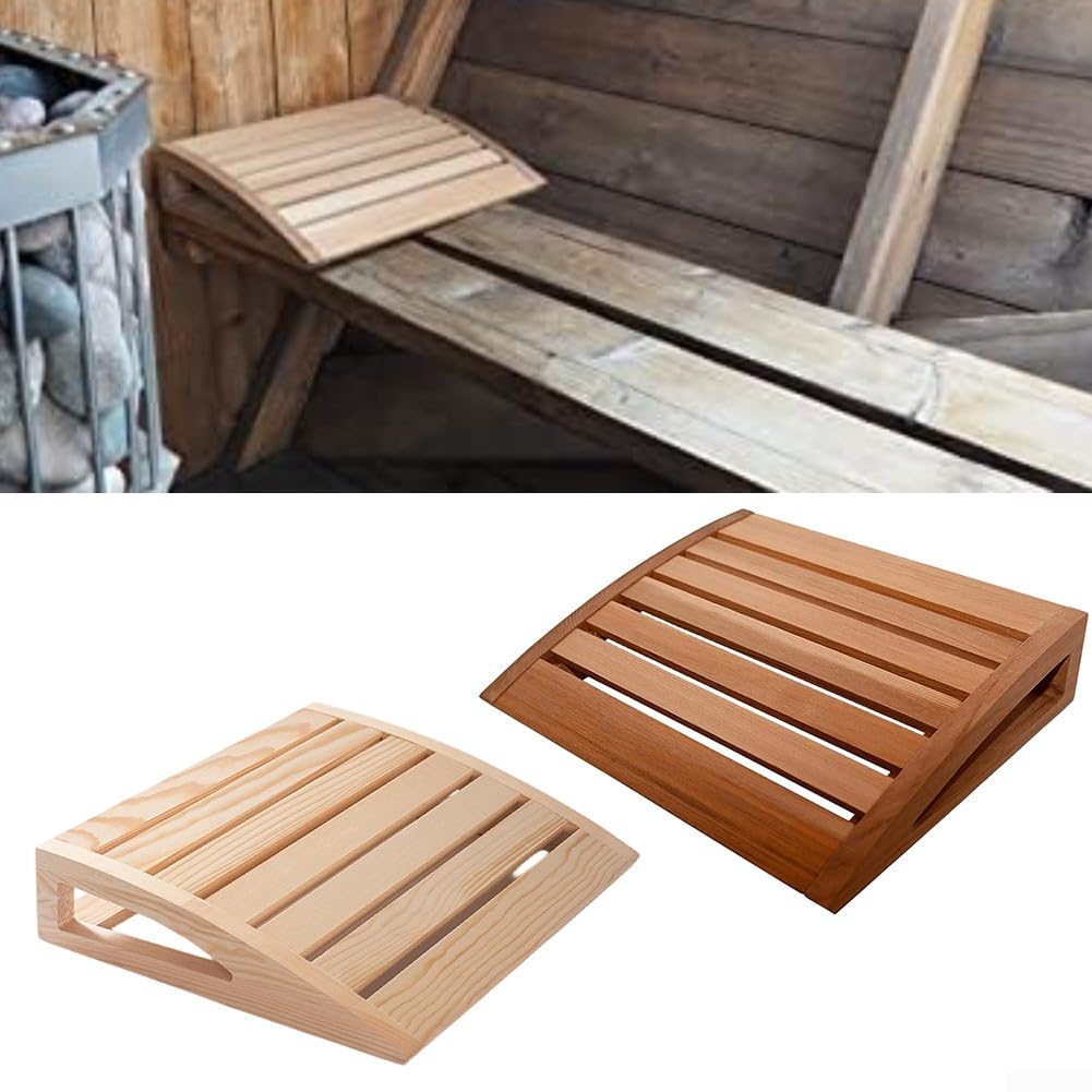 Holz Sauna-Kopfstütze, Ergonomische Saunakopfstütze Holz, Sauna Kopfstütze Kopfteil Rückenlehne gebogen, Nackenstütze Beinauflage Rückenlehne Rückenstütze Saunazubehör, 31 x 38 x 7 cm(B)