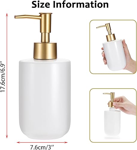 Miniatura 3 de Sumnacon Dispensador de jabón de manos de cerámica para baño con bomba, elegante dispensador de jabón para platos para cocina, dispensador de jabón