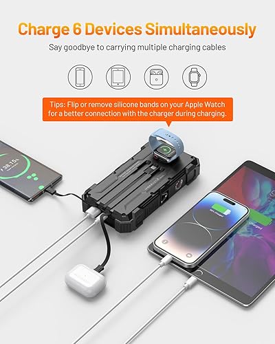 Miniatura 2 de GOODaaa Banco de energía solar, 42800 mAh, cargador portátil de 20 W, batería externa de carga rápida, 4 cables integrados, banco de energía de