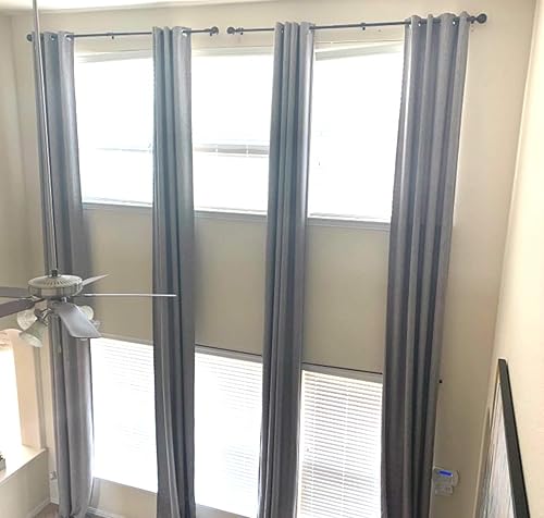 Ikiriska Cortina de lino sintético oscurecimiento  65% opaca sólida gruesa extra larga hecha a medida, ojales superiores de 10 a 24 pies, gris,