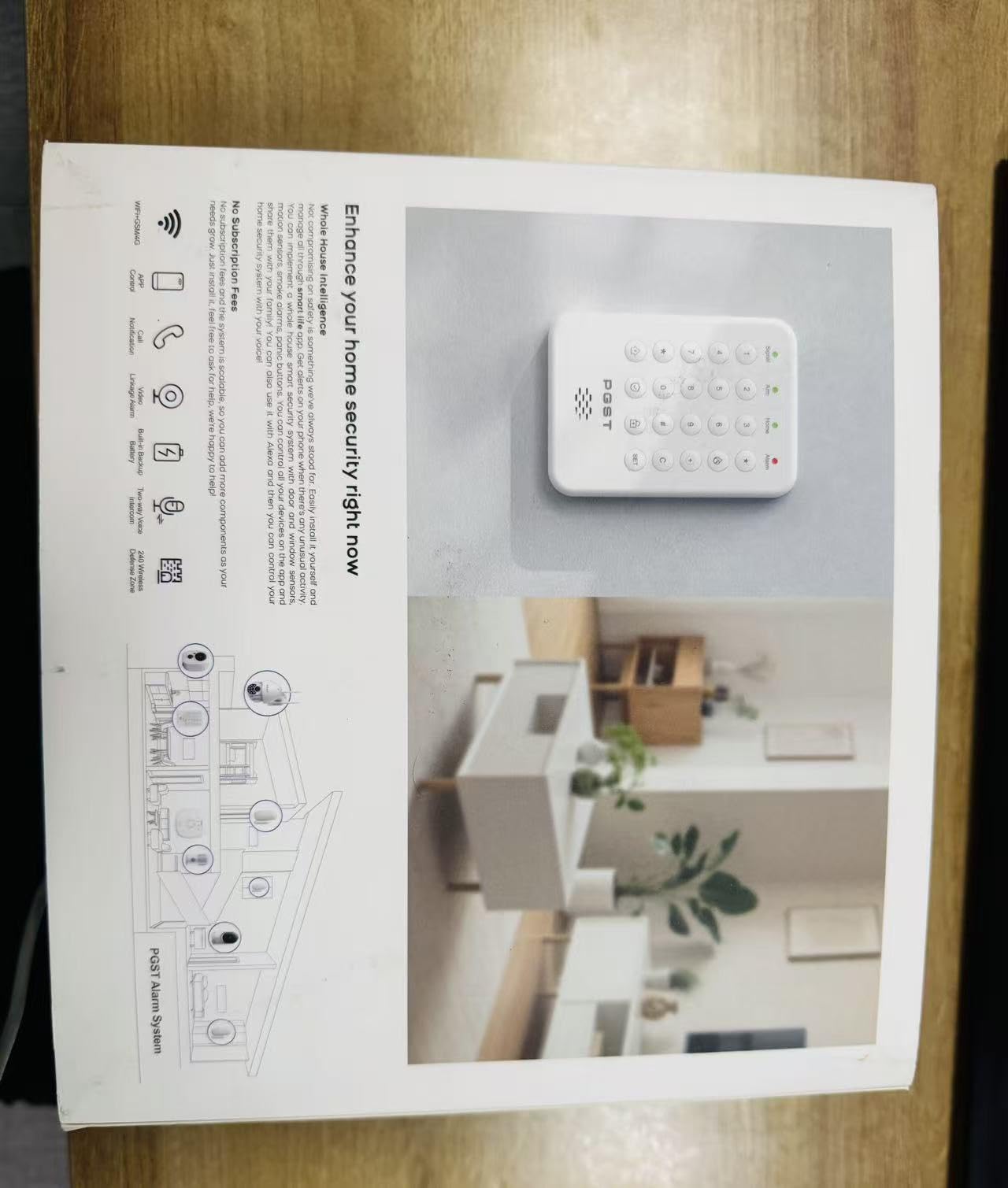PGST Alarmanlage Haus,4G+WiFi Sicherheitssystem mit Intelligente Alarmtastatur,Tür-/Fenster-Sensoren, Bewegungsmelder,120dB Alarm-Sirene, Alexa-kompatibel,Ohne monatliche Gebühren