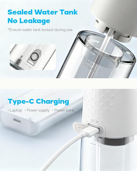 Nasal Irrigation System 300ml Tank with 6 Nozzles & 40 Salt Packets, Cordless Electric Nasal Rinse Machine for Sinus Relief & Allergies, Neti Pot with Customizable DIY Mode for Adult & Kid IPX7