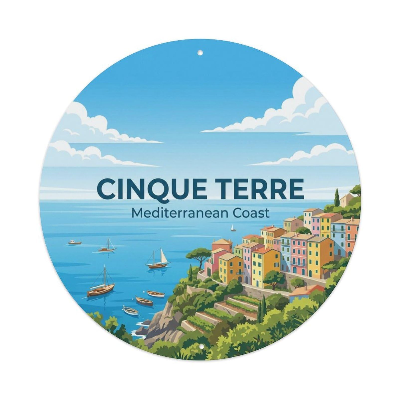 Vintage Travel Cinque Terre Italy Expanse Metal Tin Sign