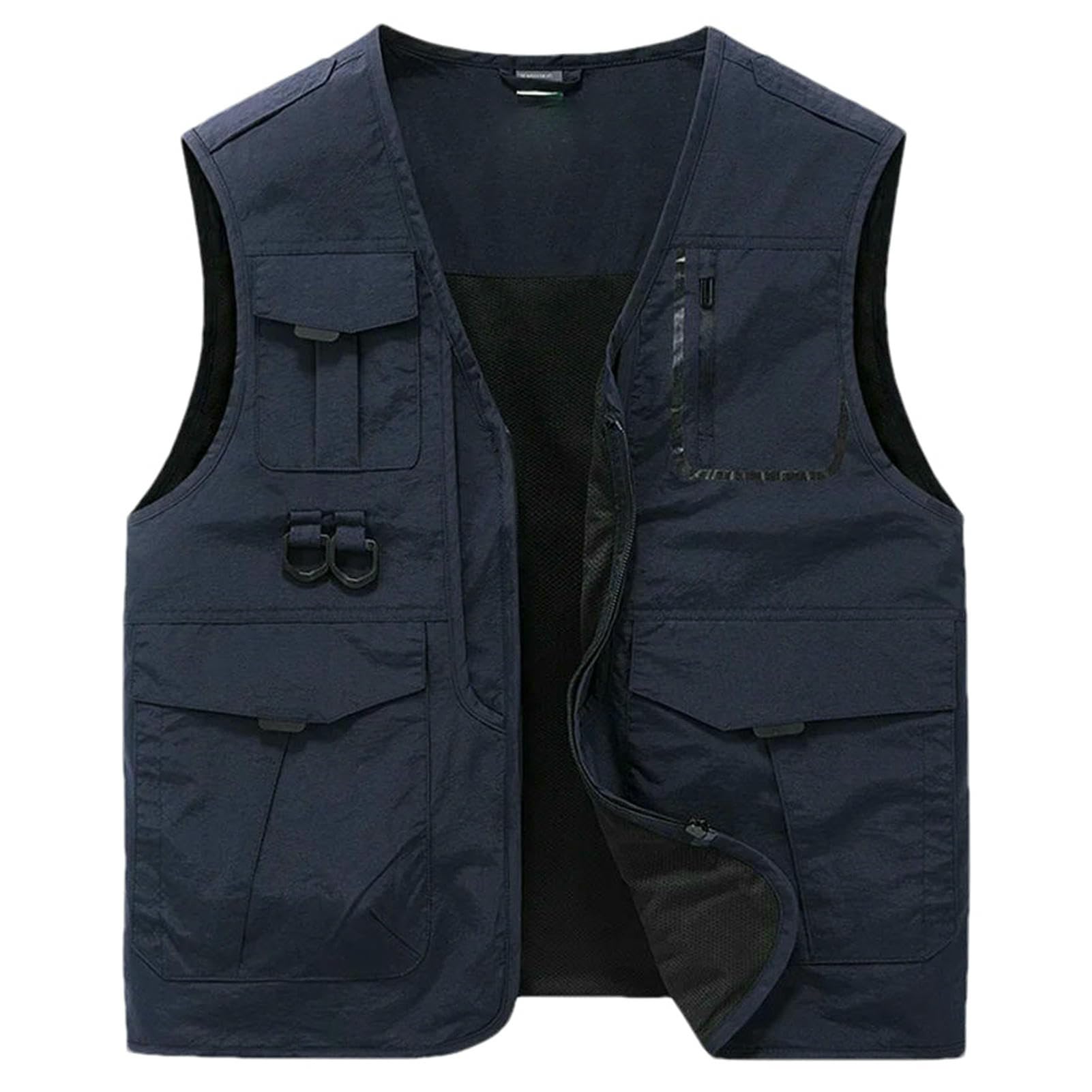 Chaqueta sin mangas azul con bolsillos grandes para guardar todo 6